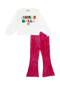 Girls 4-6x Jingle Belle Top and Velvet Bell Bottom Legging Set