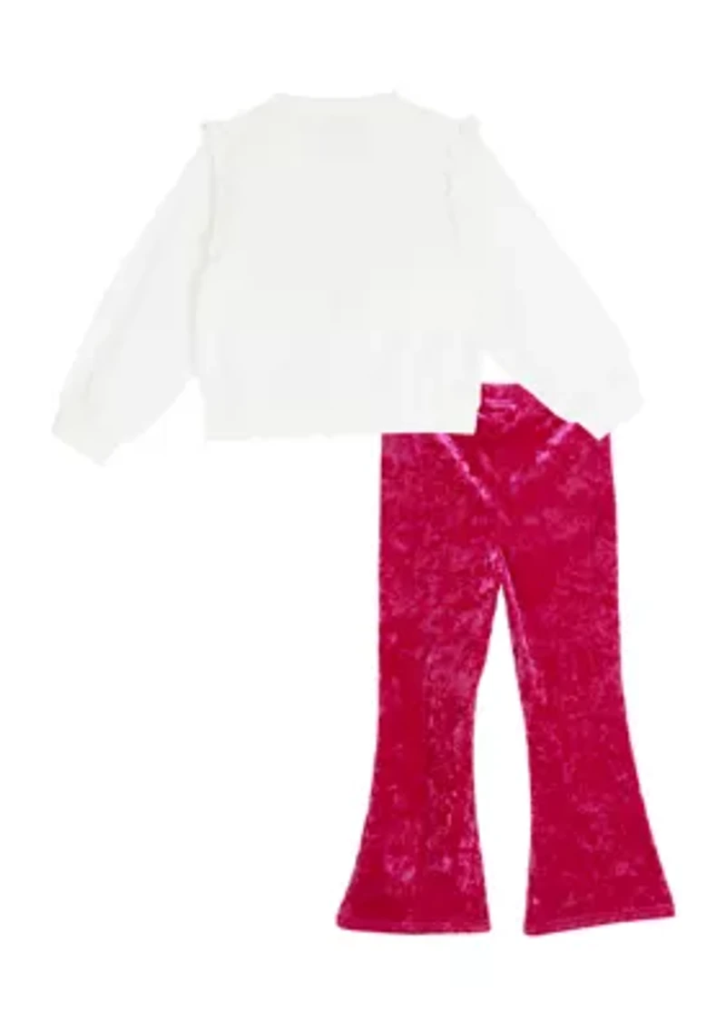 Girls 4-6x Jingle Belle Top and Velvet Bell Bottom Legging Set