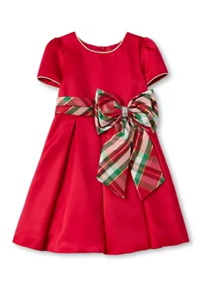 Girls 4-6x Satin Plaid Sash Dress