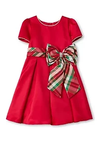 Girls 4-6x Satin Plaid Sash Dress