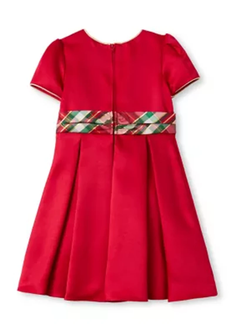 Girls 4-6x Satin Plaid Sash Dress