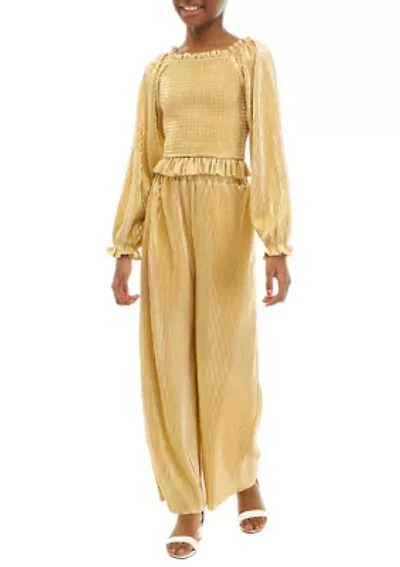 Girls 7-16 Long Sleeve Foil Top and Matching Pant Set