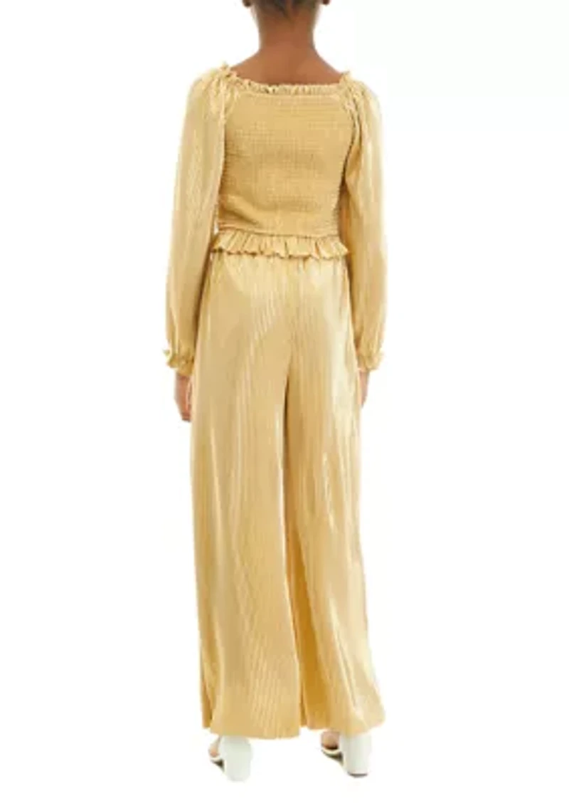 Girls 7-16 Long Sleeve Foil Top and Matching Pant Set