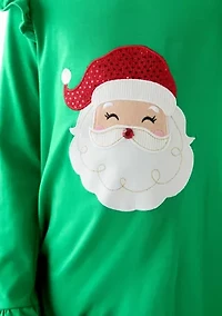 Girls 7-16 Santa Appliqué Knit Top and Printed Leggings Set