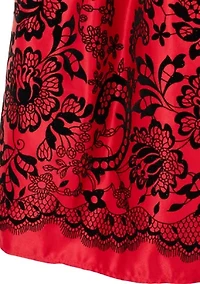 Girls 7-16 Velvet Bodice Satin Skirt Dress
