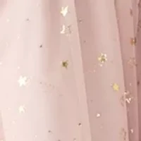 Girls 7-16 Foil Stars Mesh Dress with Fur Jacket