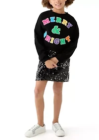 Girls 7-16 Merry and Bright Sequin Sweatshirt Dress