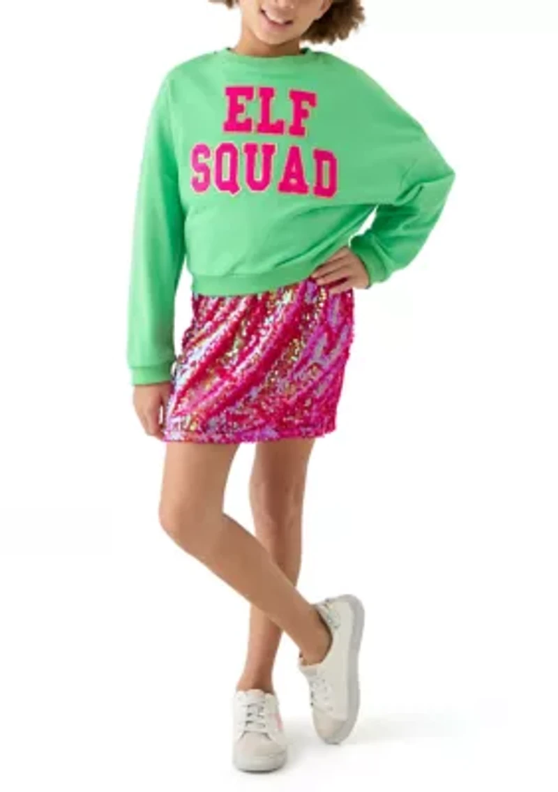 Girls 7-16 Elf Squad Popover to Sequin Bodycon Dress