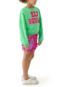 Girls 7-16 Elf Squad Popover to Sequin Bodycon Dress