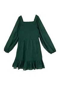 Girls 7-16 Embroidered Smocked Bodice Dress