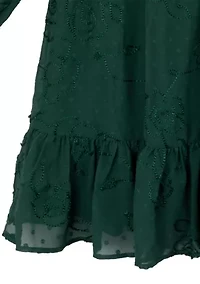 Girls 7-16 Embroidered Smocked Bodice Dress