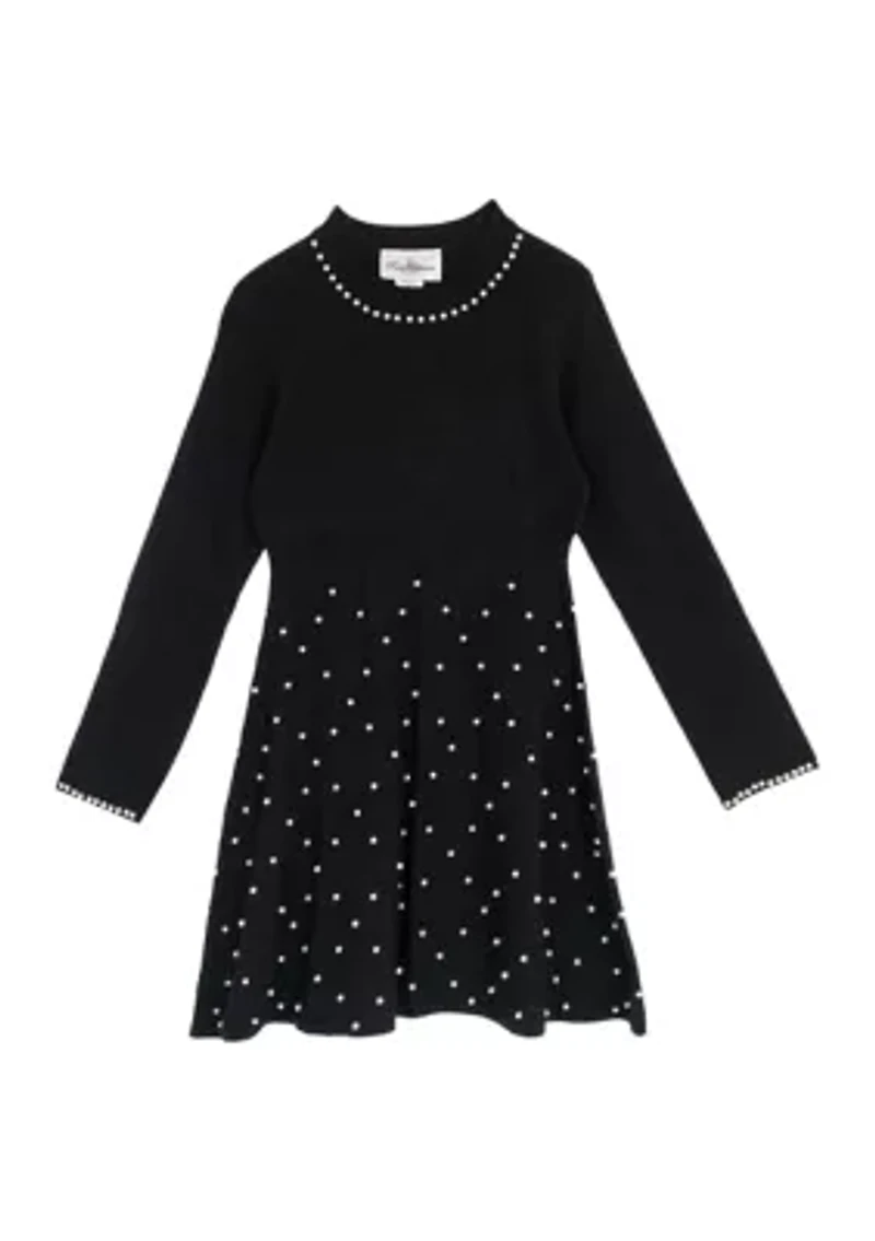 Girls 7-16 Long Sleeve Pearl Sweater Dress