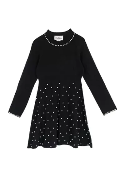 Girls 7-16 Long Sleeve Pearl Sweater Dress