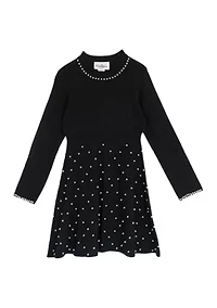 Girls 7-16 Long Sleeve Pearl Sweater Dress