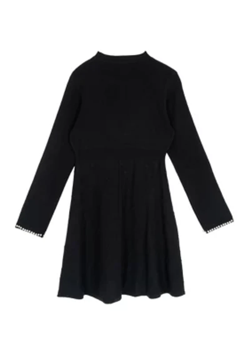 Girls 7-16 Long Sleeve Pearl Sweater Dress