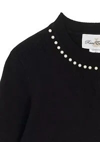 Girls 7-16 Long Sleeve Pearl Sweater Dress