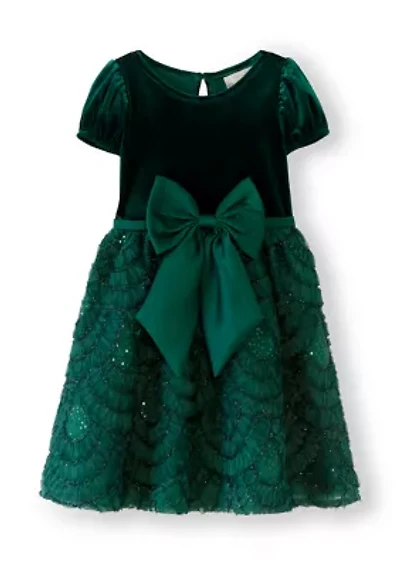 Women's Green Velvet Soutache Dress