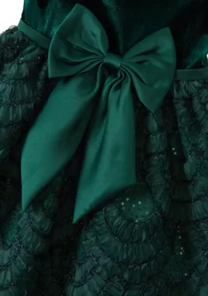 Women's Green Velvet Soutache Dress