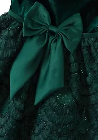 Women's Green Velvet Soutache Dress