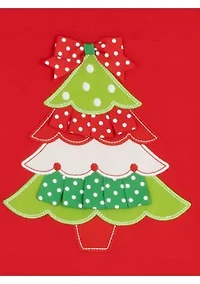 Girls 7-16 Tree Graphic Bell Sleeve Top and Dot Legging Set