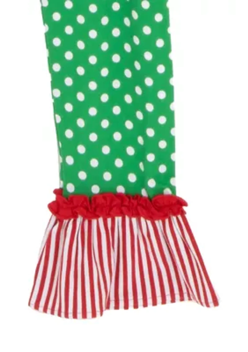 Girls 7-16 Tree Graphic Bell Sleeve Top and Dot Legging Set