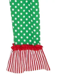 Girls 7-16 Tree Graphic Bell Sleeve Top and Dot Legging Set