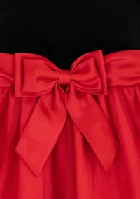 Girls 7-16 Velvet Bodice Flocked Mesh Skirt Dress