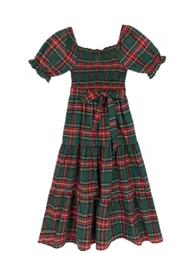 Girls 7-16 Plaid Tiered Maxi Dress
