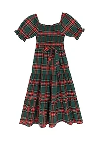 Girls 7-16 Plaid Tiered Maxi Dress