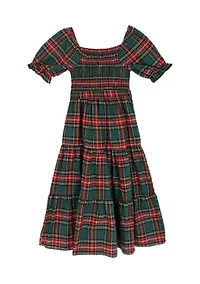 Girls 7-16 Plaid Tiered Maxi Dress
