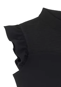 Girls 7-16 Sleeveless Ruffle Shoulder Scuba Crepe Jumpsuit