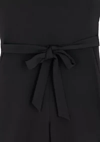 Girls 7-16 Sleeveless Ruffle Shoulder Scuba Crepe Jumpsuit