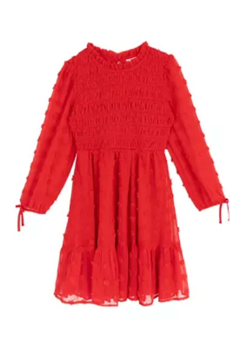 Girls 7-16 Clip Dot Chiffon Dress