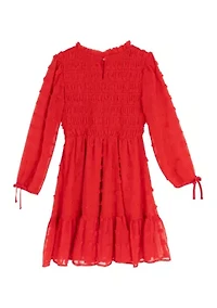 Girls 7-16 Clip Dot Chiffon Dress