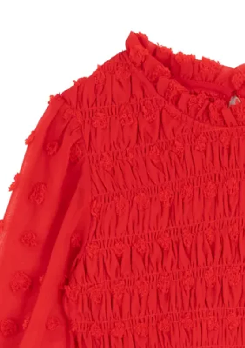 Girls 7-16 Clip Dot Chiffon Dress