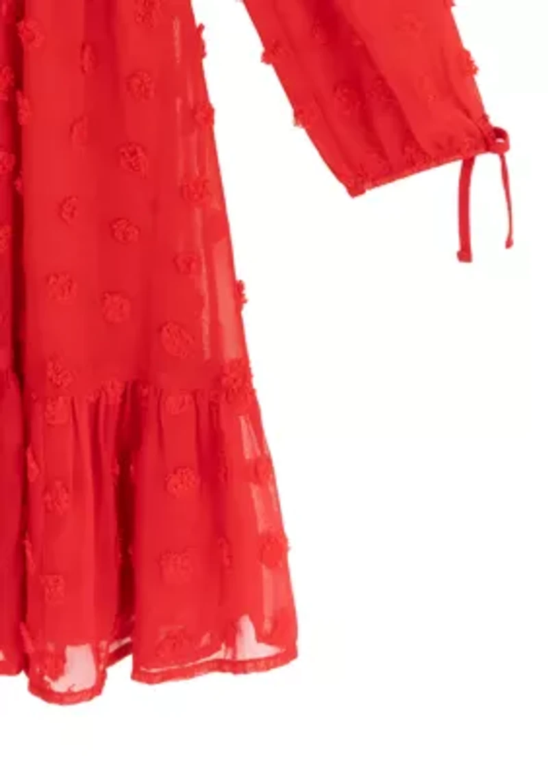 Girls 7-16 Clip Dot Chiffon Dress