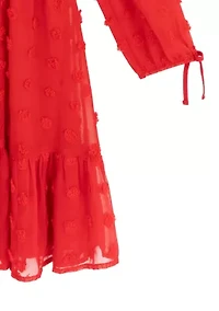 Girls 7-16 Clip Dot Chiffon Dress