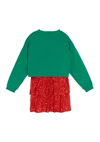 Girls 7-16 Holly Jolly Popover Dress