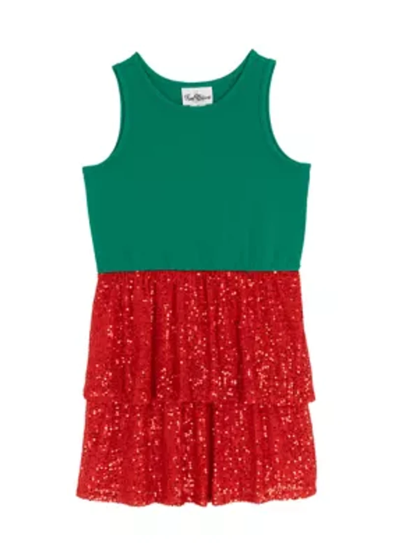 Girls 7-16 Holly Jolly Popover Dress