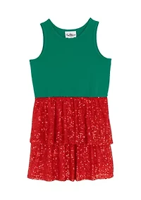 Girls 7-16 Holly Jolly Popover Dress