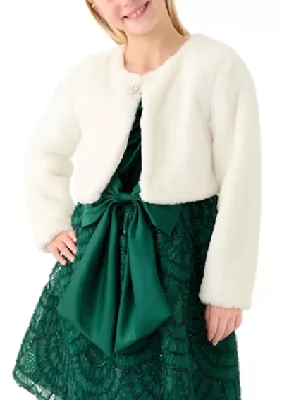 Girls 7-16 Ivory Fur Shrug