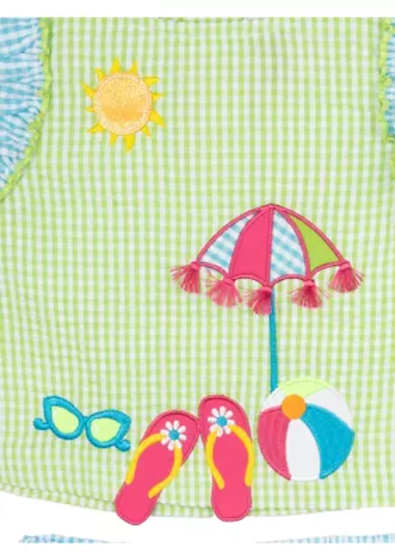 Girls 4-6x Beach Appliqué Seersucker Top and Shorts Set