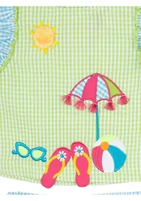 Girls 4-6x Beach Appliqué Seersucker Top and Shorts Set