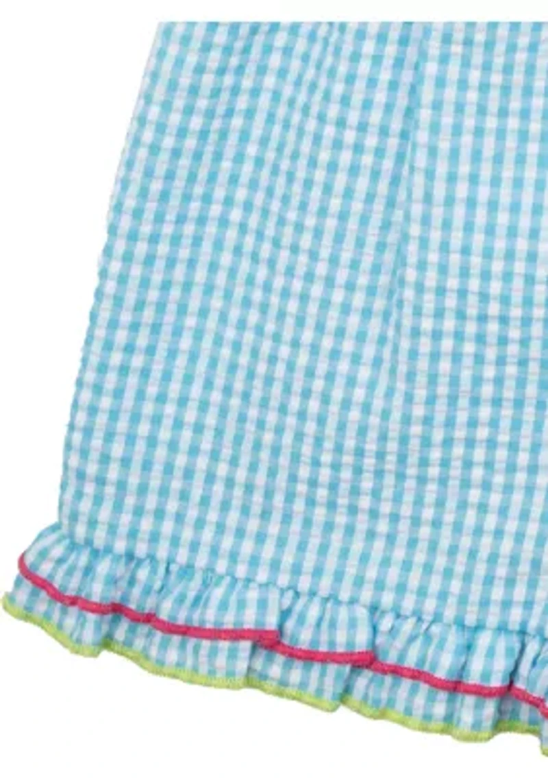 Girls 4-6x Beach Appliqué Seersucker Top and Shorts Set