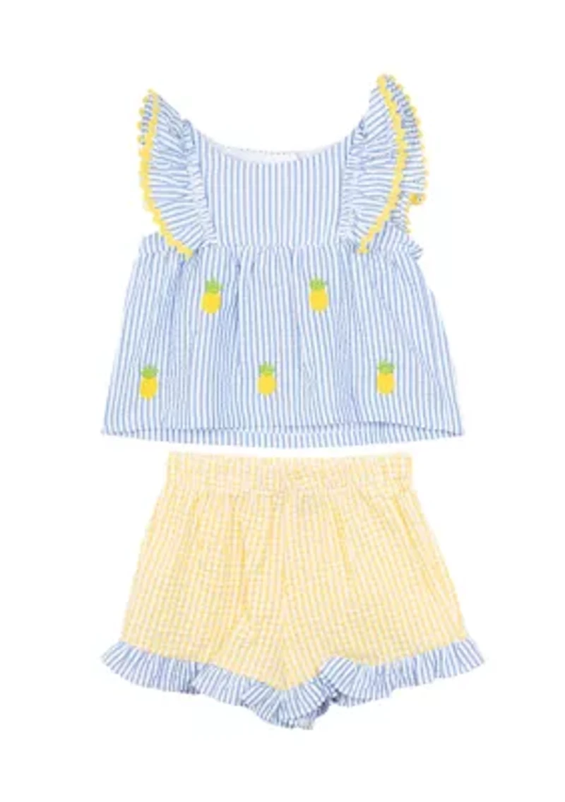 Girls 4-6x Pineapple Seersucker Shorts