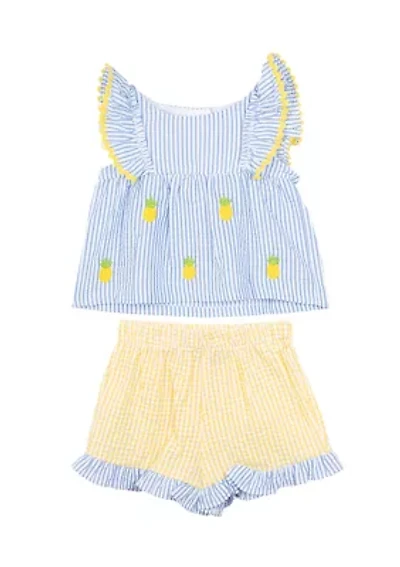 Girls 4-6x Pineapple Seersucker Shorts
