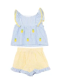 Girls 4-6x Pineapple Seersucker Shorts
