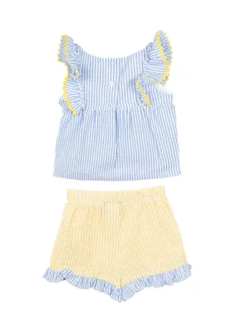 Girls 4-6x Pineapple Seersucker Shorts