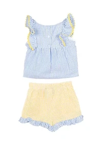 Girls 4-6x Pineapple Seersucker Shorts