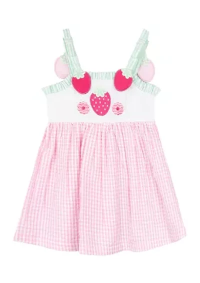 Girls 4-6x Sleeveless Strawberry Seersucker Dress